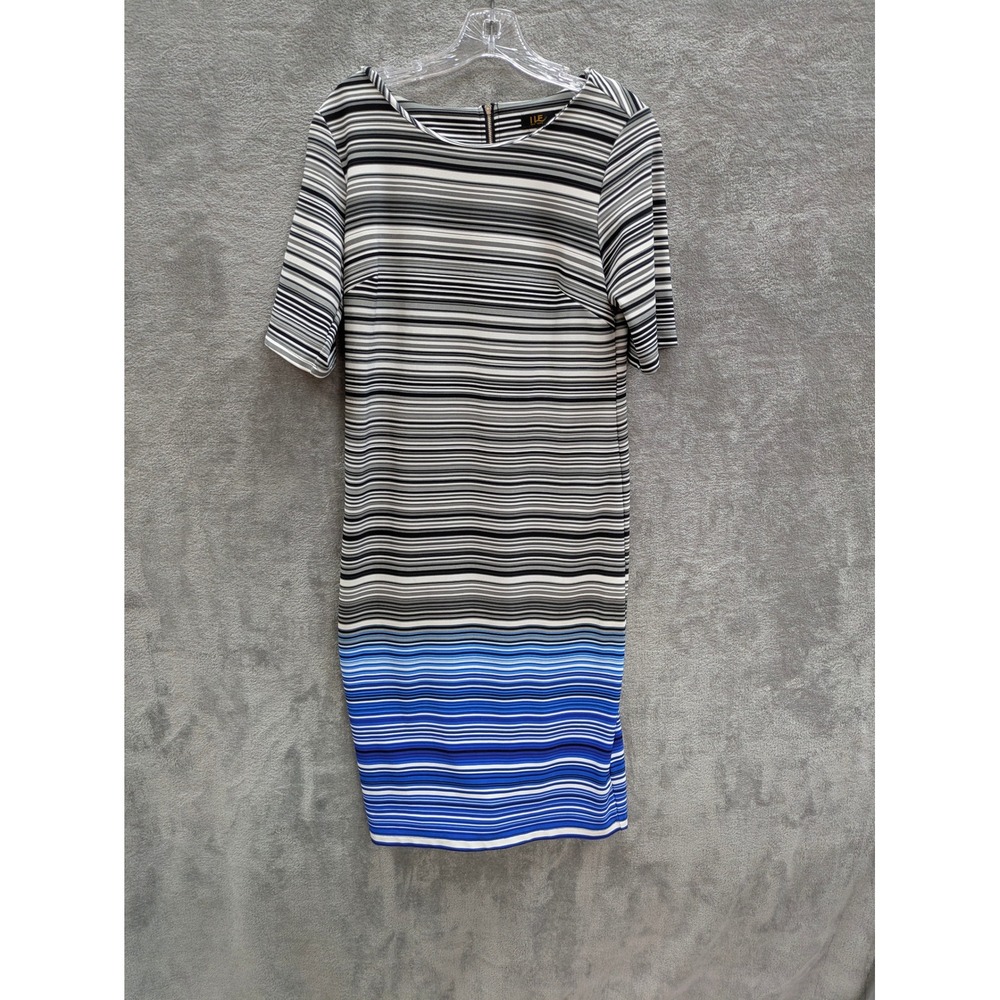 Mod Striped Sheath Dress Womens 10 Short‎ Sleeve Business Casual Coastal